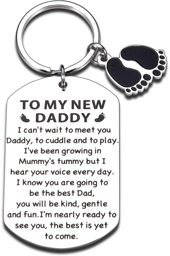 Daddy To Be Keychain - New Dad Gift for Men, First Baby Gift for Husband, Boyfriend from Mom, Wife, Baby - Christmas, Pregnancy Announcement, Father's Day Keepsake from Son, Daughter