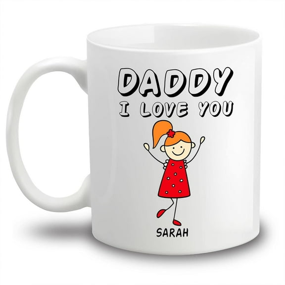 Daddy We Love You Coffee Mug Gifts For Dad, Personalized 2 Kids Name Ceramic Mug, Custom Mug For Daddy/Mommy/Grandpa/Grandma, Custom White Coffee Mugs With Name, Custom Family Mug 11oz 15oz