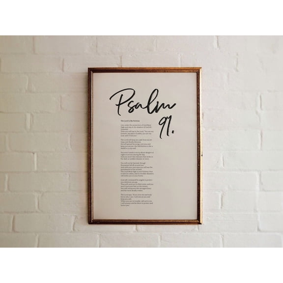 Psalm 91 Cev Handwritten Scripture Art For Home, Christian Modern Scripture Poster, Script Typography Poster, Baptism, Scripture Memory Tool Wall Art, Modern Wall Decor, 8x12 UNFRAMED