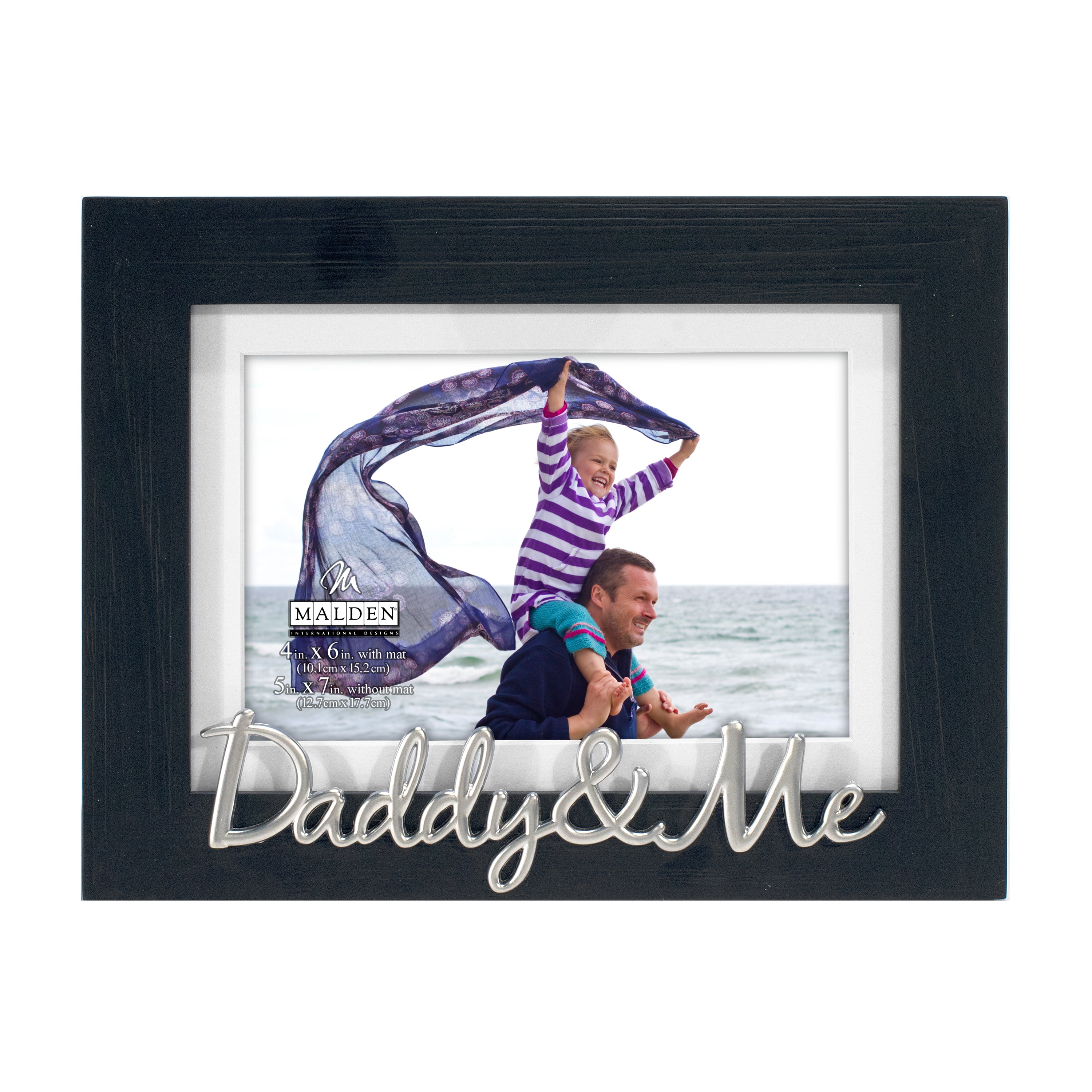 Daddy Me Script Matted Black Picture Frame Holds 4