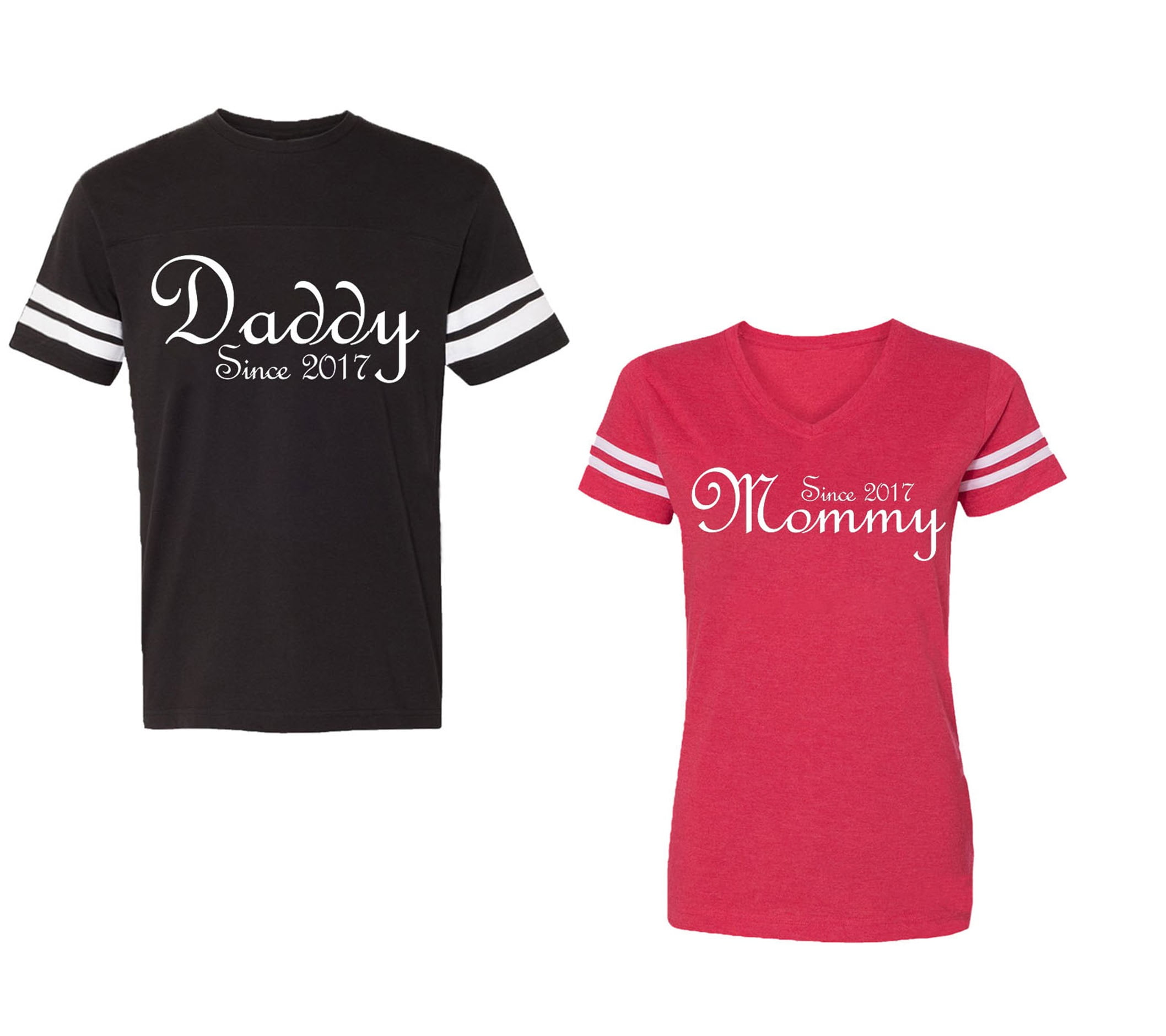 Daddy Mommy Since 2017 Unisex Couple Matching Cotton Jersey style