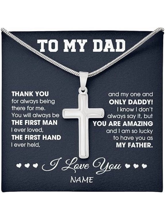 To My Daddy Necklace, Cross Necklace for Dad from Daughter and Son, First Time Parents New Dad Fathers Day Gift for Him, Birthday Gift for Father from Son, Christian Jewelry