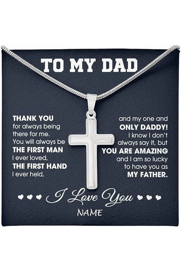 To My Daddy Necklace, Cross Necklace for Dad from Daughter and Son, First Time Parents New Dad Fathers Day Gift for Him, Birthday Gift for Father from Son, Christian Jewelry