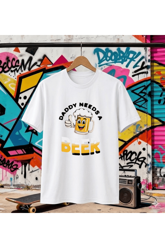 Daddy Needs A Beer Funny Cartoon Beer Mug Thumbs Up T-Shirt, for men & women, S-5XL