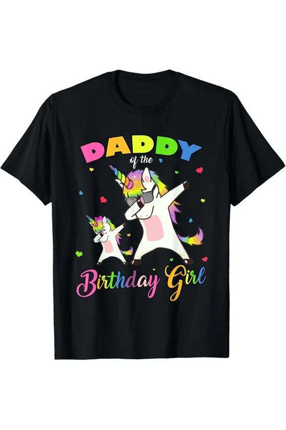 Daddy Of The Birthday Girl Dabbing Unicorn Princess And Dad T-Shirt Unisex S-5XL Hot Trending Shirt, Vintage Birthday Gift