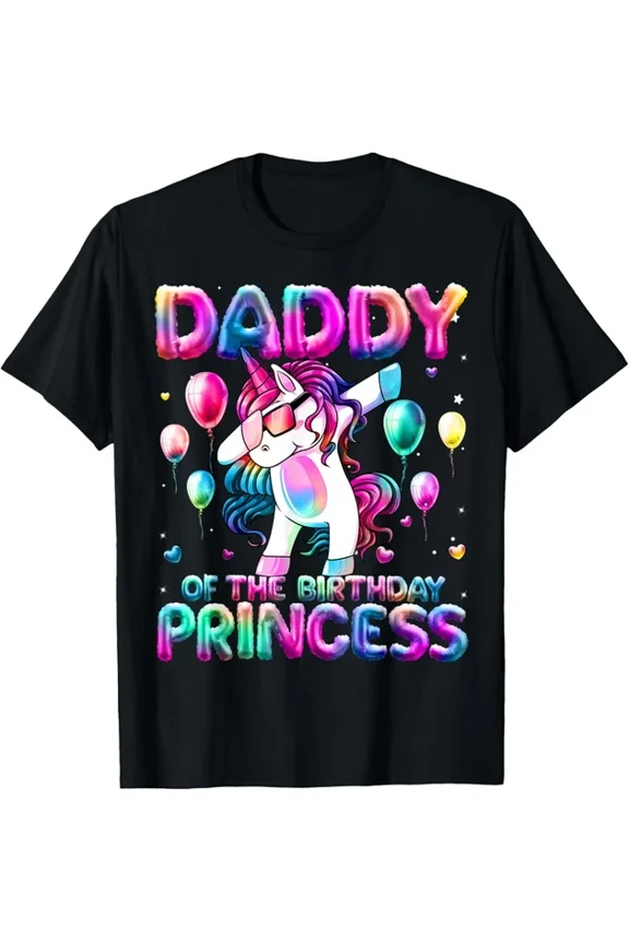 Daddy Of The Birthday Princess Girl Dabbing Unicorn Daddy T-Shirt Unisex S-5XL Hot Trending Shirt, Vintage Birthday Gift