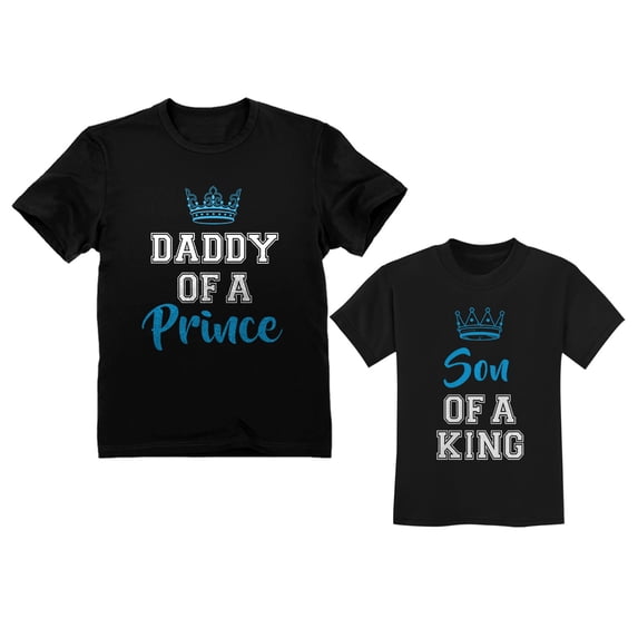 Daddy Of a Prince & Son Of a King Father & Toddler Boy Matching Set T-Shirts Daddy Black X-Large / Son Black 2T