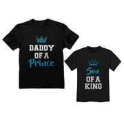 Daddy Of a Prince & Son Of a King Father & Toddler Boy Matching Set T-Shirts Daddy Black XXX-Large / Son Black 5/6