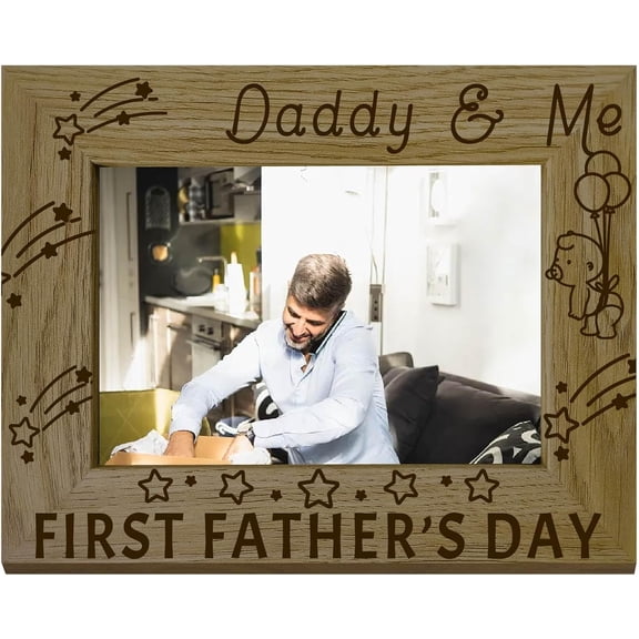Daddy Photo Frame Wooden Picture Frame Vertical Natural Wood Photo Frame Memorial Tabletop Keepsake Suit 4"x6" Picture Desk Decor Gift