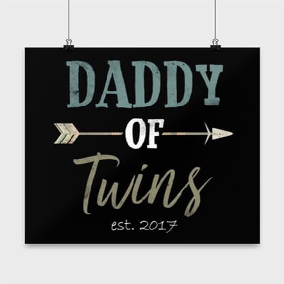 Daddy Poster, Daddy Of Twins, Parenting Wall Art Gift, Black 13x13in Poster