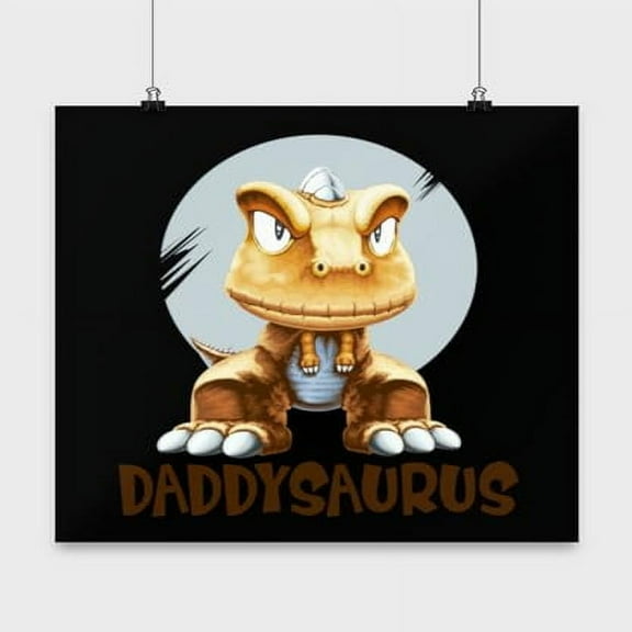 Daddy Poster, Daddysaurus Design, Father'S Day Wall Art Gift, Black 13x13in Poster