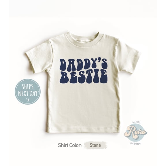 Daddy'S Bestie Toddler Shirt - Fathers Day Kids Tee - Retro Stone Toddler Shirt - Father'S Day Gift, New Born, Baby Shower Gift, New Parents Gift