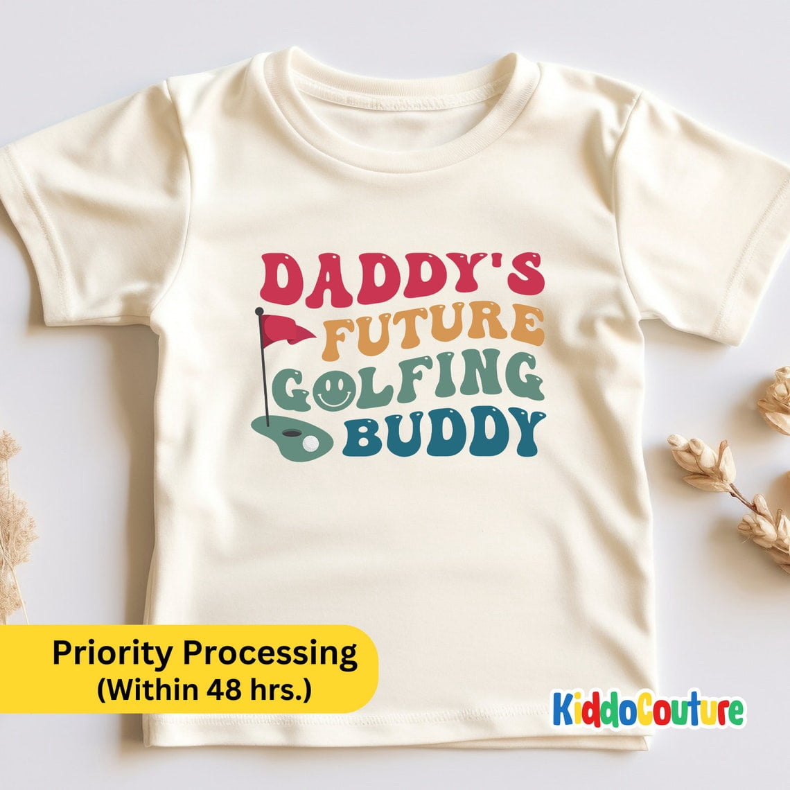 Dad's Future Golf Buddy Baby Bodysuit – Unisex Short Sleeve Onesie, 100% Organic Cotton, 0-24 Months
