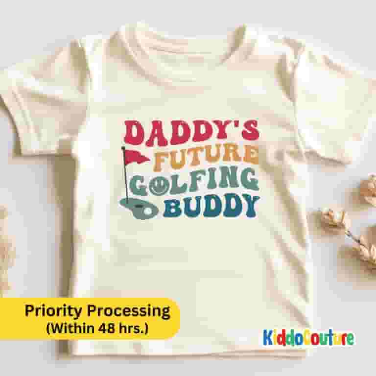 Dad's Future Golf Buddy Baby Bodysuit – Unisex Short Sleeve Onesie, 100% Organic Cotton, 0-24 Months