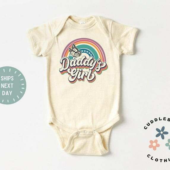 Daddy'S Girl Onesies Bodysuit - Retro Rainbow Butterfly Girls Bodysuit - New Daddy Gift - Baby Girl Outfit - Baby Shower Cute Baby Onesie, BABY BODYSUIT LAT 4424