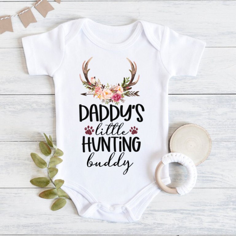 Daddy'S Little Hunting Buddy Baby Bodysuit, Baby Girl Outfit