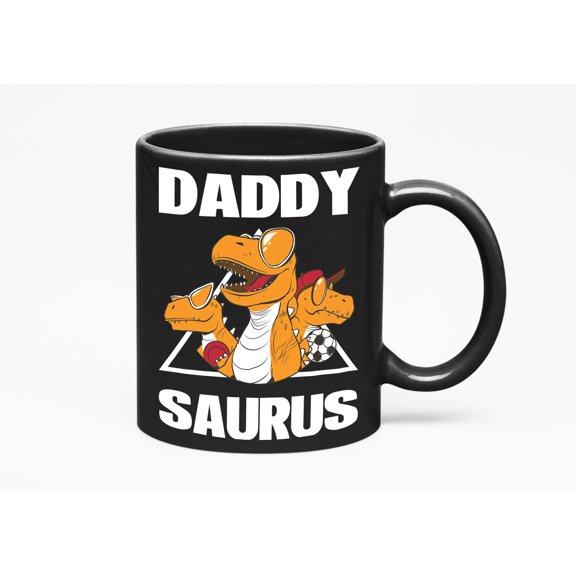 Daddy Saurus, Father's Day, Black 11oz Ceramic Mug