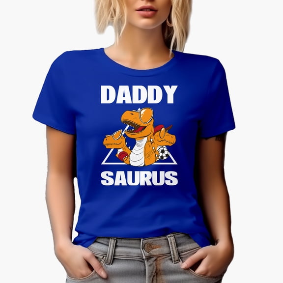Daddy Saurus, Father's Day, Royal Blue T-Shirt, Medium