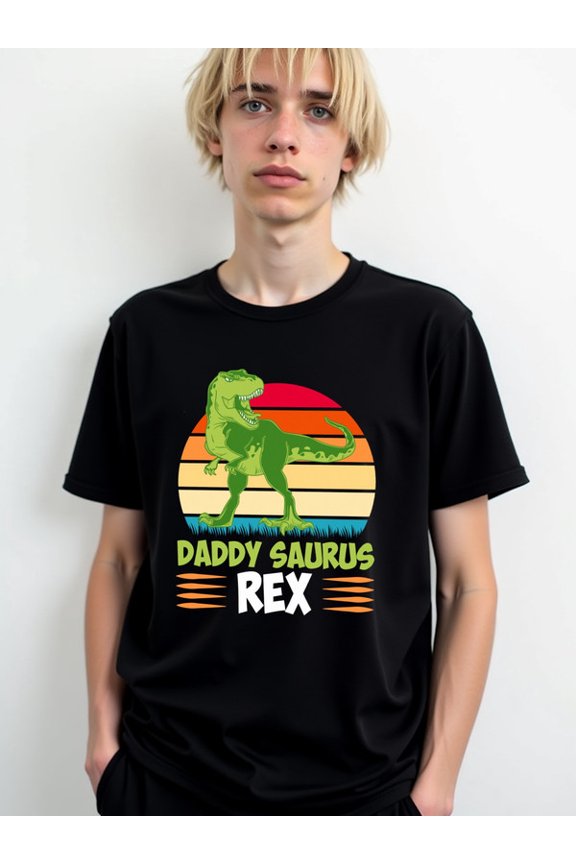 Daddy Saurus Rex T-Shirt Men funny t shirts black elegant short Casual sportswear Soft and comfortable Casual Unisex Shirt Graphic Tee tshirts