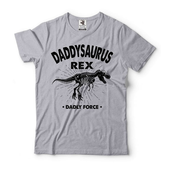 Daddy Saurus Shirt Dinosaur Dad Shirt T-Rex Dad Shirt Father's Day Shirt Dino Dad Shirt (Large Grey)