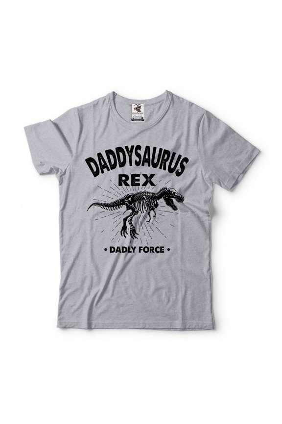 Daddy Saurus Shirt Dinosaur Dad Shirt T-Rex Dad Shirt Father's Day Shirt Dino Dad Shirt (Medium Grey)