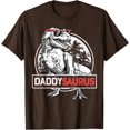 thumbnail image 1 of Daddy Saurus T rex Dinosaur Men Father's Day Family Matching Unisex T-Shirt for Men Women,Dark Chocolate Color,Size 4XL, 1 of 5