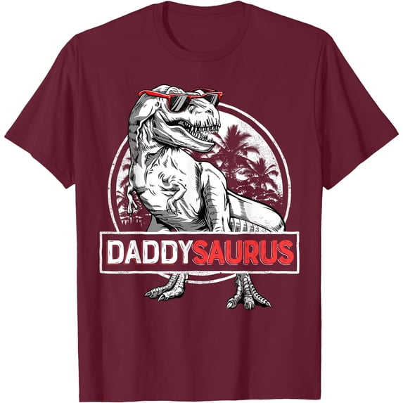 Daddy Saurus T rex Dinosaur Men Father's Day Family Matching Unisex T-Shirt for Men Women,Maroon Color,Size L