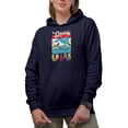 thumbnail image 1 of Daddy Shark Doo Doo Doo, Father's Day or Birthday, Navy Blue Hooded Sweatshirt or Hoodie, Large, 1 of 5