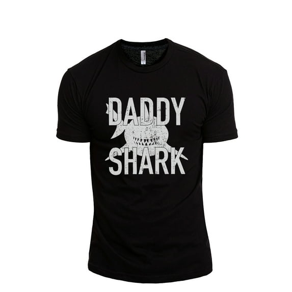 Daddy Shark Men's Modern Fit Fun Casual T-Shirt Printed Graphic Tee Black Large