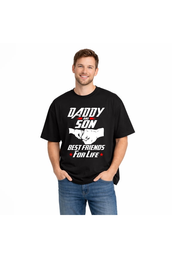 Daddy Son Best Friends Father Son Matching Shirts 100% Cotton Family Graphic T-Shirt Set Soft Breathable Short Sleeve Crewneck Casual Comfortable Dad and Kids Everyday Wear Gift