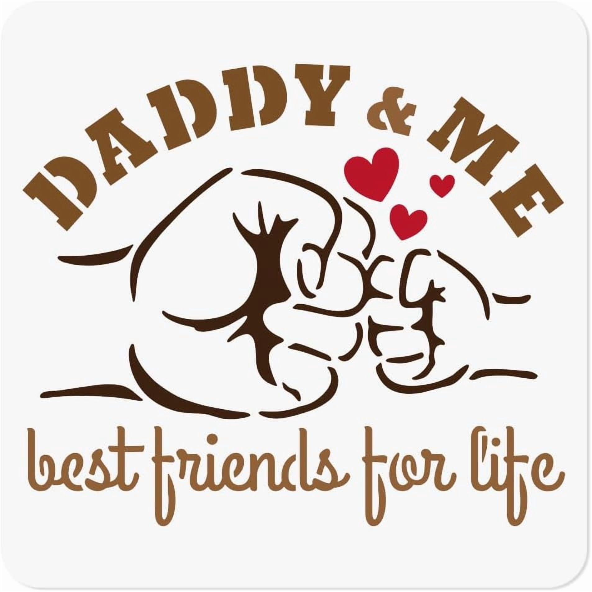 HOBBSPRING Daddy and Me Stencil for Painting 11.8"x11.8" Reusable Plastic Father's Day Stencil Drawing Templates Fist Bump DIY Craft Paint Template for Wall Home Decor Wood Burning Card Journal Paper Plastic
