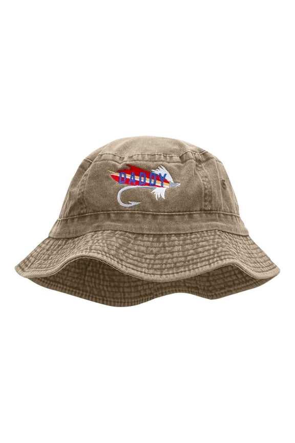 Daddy Tackle Embroidered Bucket Hat - Khaki OSFM
