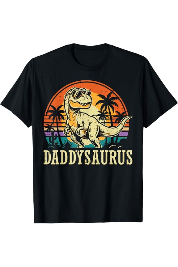 Daddy Trex Dinosaur Daddysaurus Retro Fathers Day Dad Papa T-Shirt