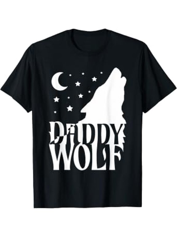 Daddy Wolf Gift Matching Family Tribe Wolves Moon T-Shirt