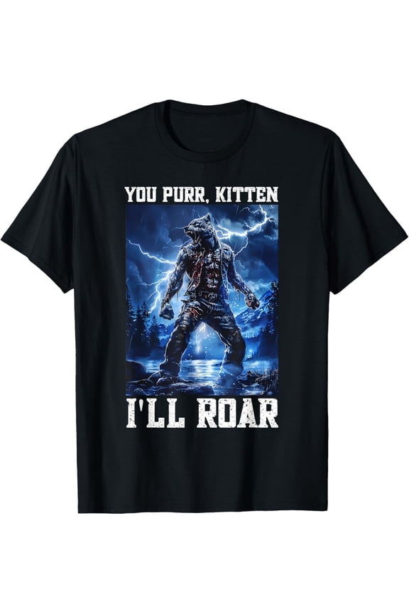 Daddy Wolf Protector Kitten Meme Cringy Alpha Wolf Graphic T-Shirt