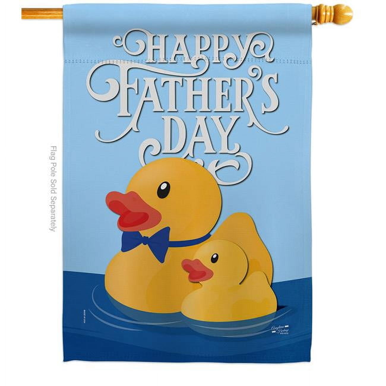 Daddy Yellow Duckie Family Father Day 28 x 40 in. Double-Sided Decorative Vertical House Flags for Decoration Banner Garden Yard Gift