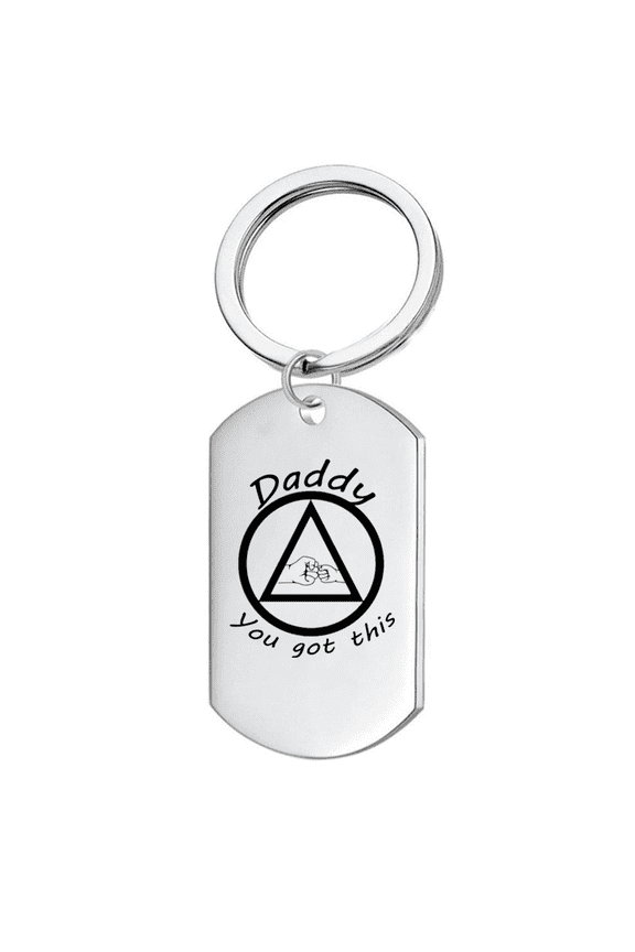 Daddy You Got This Recovery Keychain, Sober AA Sobriety Birthday Anniversary Gift for Dad from Son Daughter, Inspirational Keyring Pendant 12 Step Gifts for Father Papa, Silver