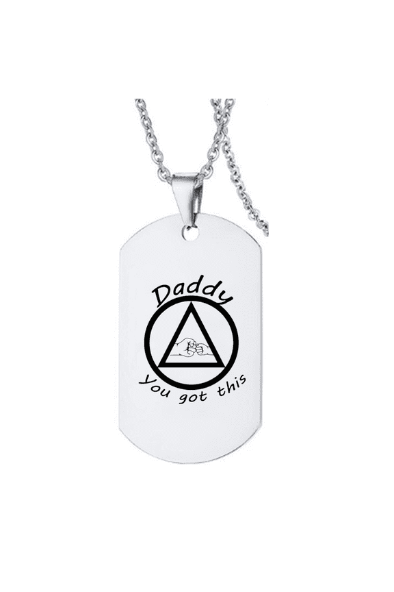 Daddy You Got This Recovery Necklace, Fist to Fist Sober AA Sobriety Pendant Chain Inspirational Recoverying Anniversary Jewelry 12 Step Gifts for Dad Father Papa from Son Daughter, Silver