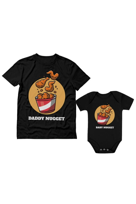 Daddy and Me Matching Outfits Gifts for New Dads Fathers Day Burger Fries Set Nuggets Black X-Large