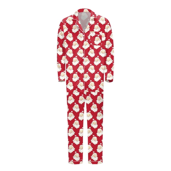 Daddy and Me Matching Pajamas Christmas Long Sleeved Button Shirt and Pants Pjs Set (Dad's)