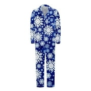 WOYY Daddy and Me Matching Pajamas Christmas Snowflake Long Sleeve Shirt and Pants Pj's Set (Dad's)