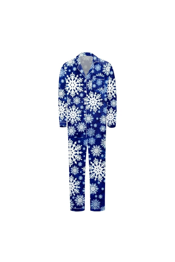 Daddy and Me Matching Pajamas Christmas Snowflake Long Sleeve Shirt and Pants Pj's Set (Dad's)