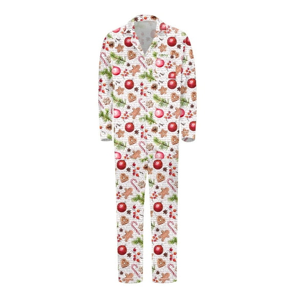 Daddy and Me Outfits Pajamas Christmas Long Sleeved Button Shirt and Pants Pjs Set (Dad's)