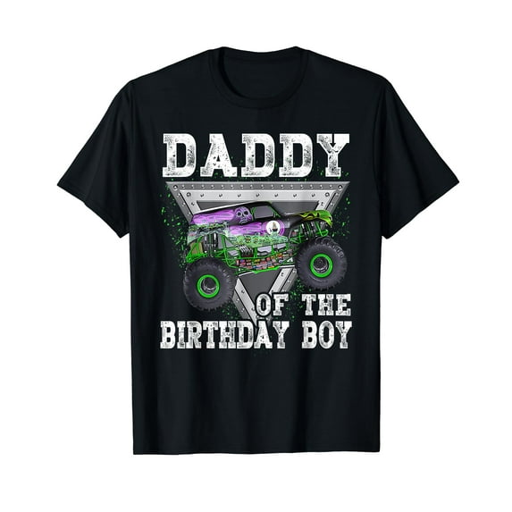 Daddy of the Birthday Boy Monster Truck Birthday Family Black T-Shirt