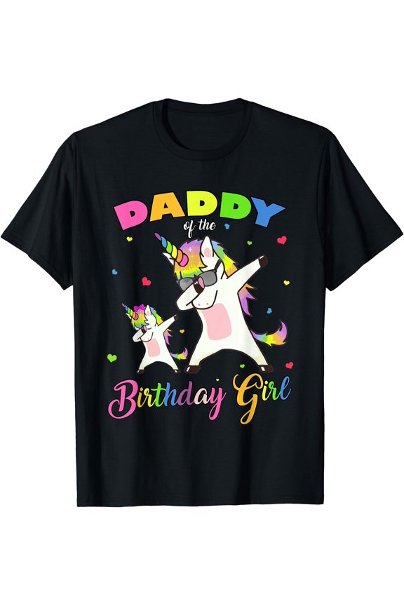 Daddy of the Birthday Girl Dabbing Unicorn Princess and Dad T-Shirt, Unisex T-Shirt