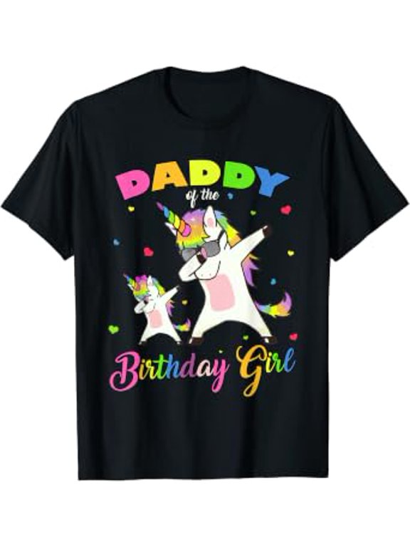 Daddy of the Birthday Girl Dabbing Unicorn Princess and Dad T-Shirt