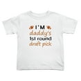 thumbnail image 1 of Daddy's 1st Round Draft Pick Funny Toddler T Shirts for Boys Girls (White, 5/6T), 1 of 5