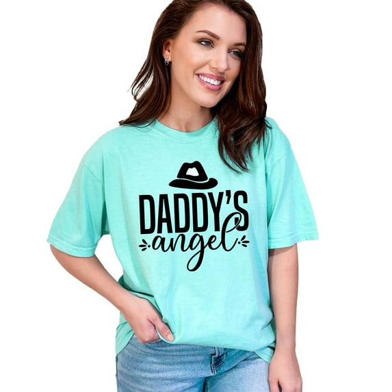 Daddy's Angel T-Shirt, Cute Father's Day Gift Tee, Adorable Daddy's Girl Shirt, Sweet Father's Day Outfit, Dad's Little Daughter T-Shirt, Chalky Mint Comfort Colors T-Shirt, Large