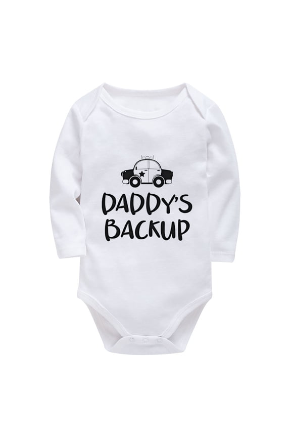 Daddy's Backup Newborn Boys Onesie Long Sleeve Gender Neutral Baby Clothes Winter White 9 Month Girl Romper