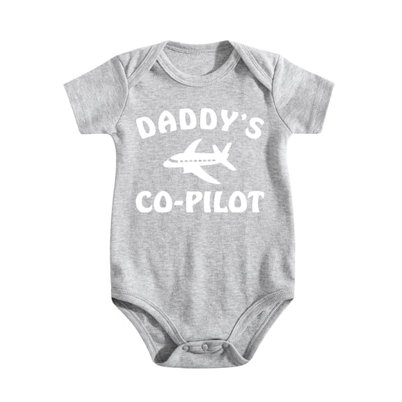 Daddy's Co-Pilot - Adventures With Dad - Funny Infant One-piece Baby Bodysuit Light Gray-style 3-6M